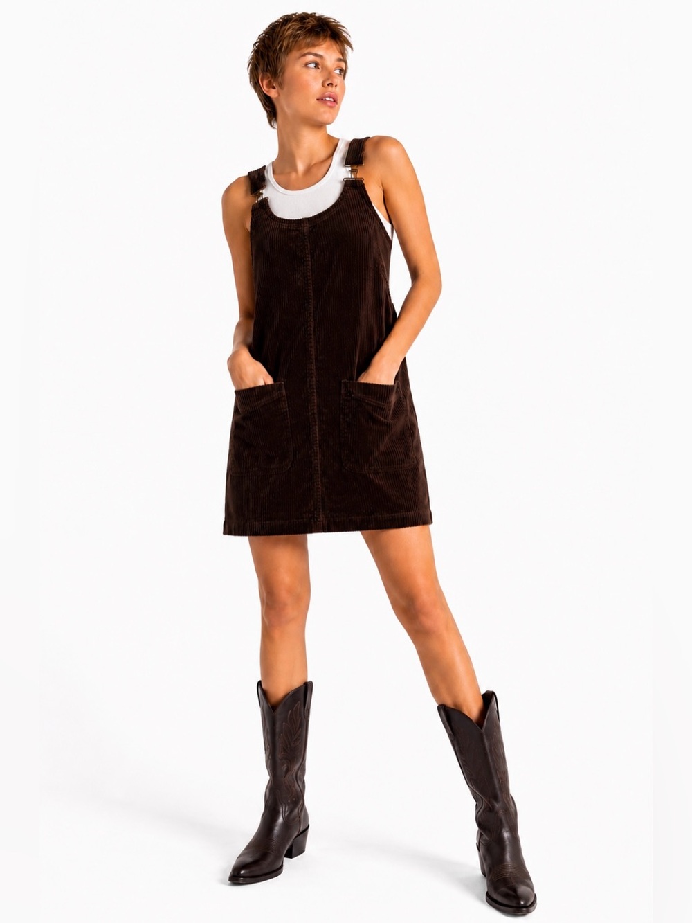 Toad&Co Del Rey 100% Organic Cotton Corduroy Jumper Dress Rich Brown - Size M